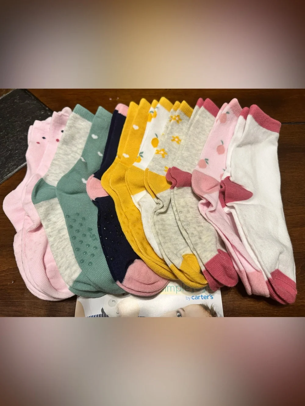 Carter's 12-Pack Kids Crew Socks in Pink, Yellow, Green, Teal, Navy, Gray